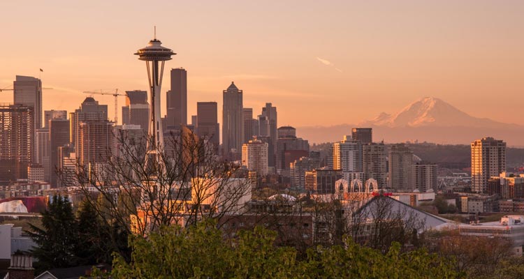 Seattle, Washington and Mount Rainier